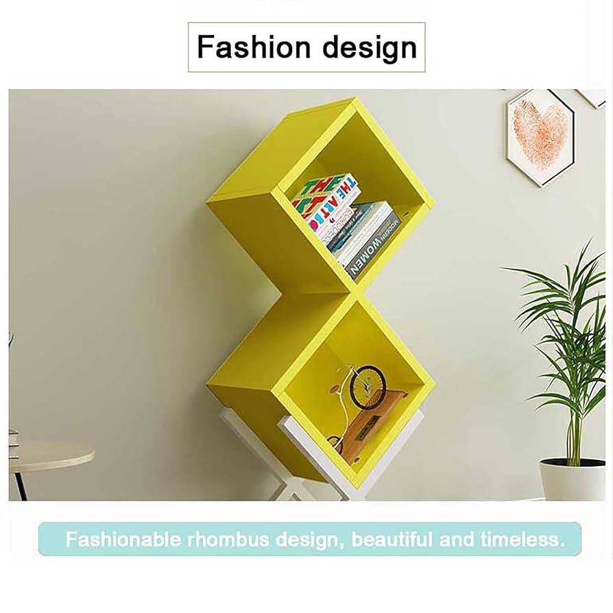 Amazon｜頑丈な本棚、モダンな幾何学的な本棚、狭いスリムな木製